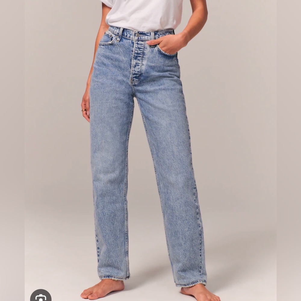 Abercrombie & Fitch High Rise Dad Jean - Classic Blue Women's Jeans